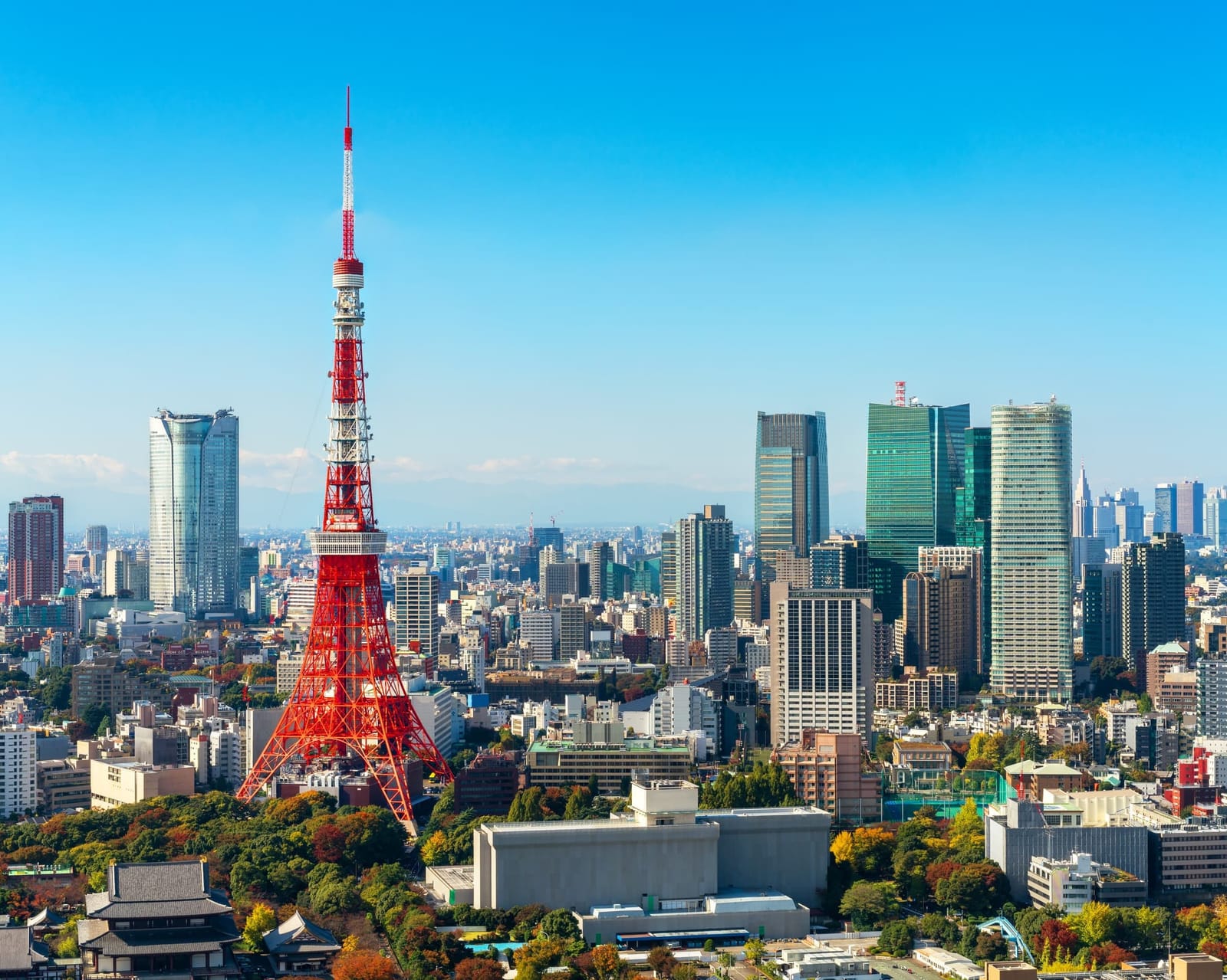 Torre de Tokio entre edificios al atardecer